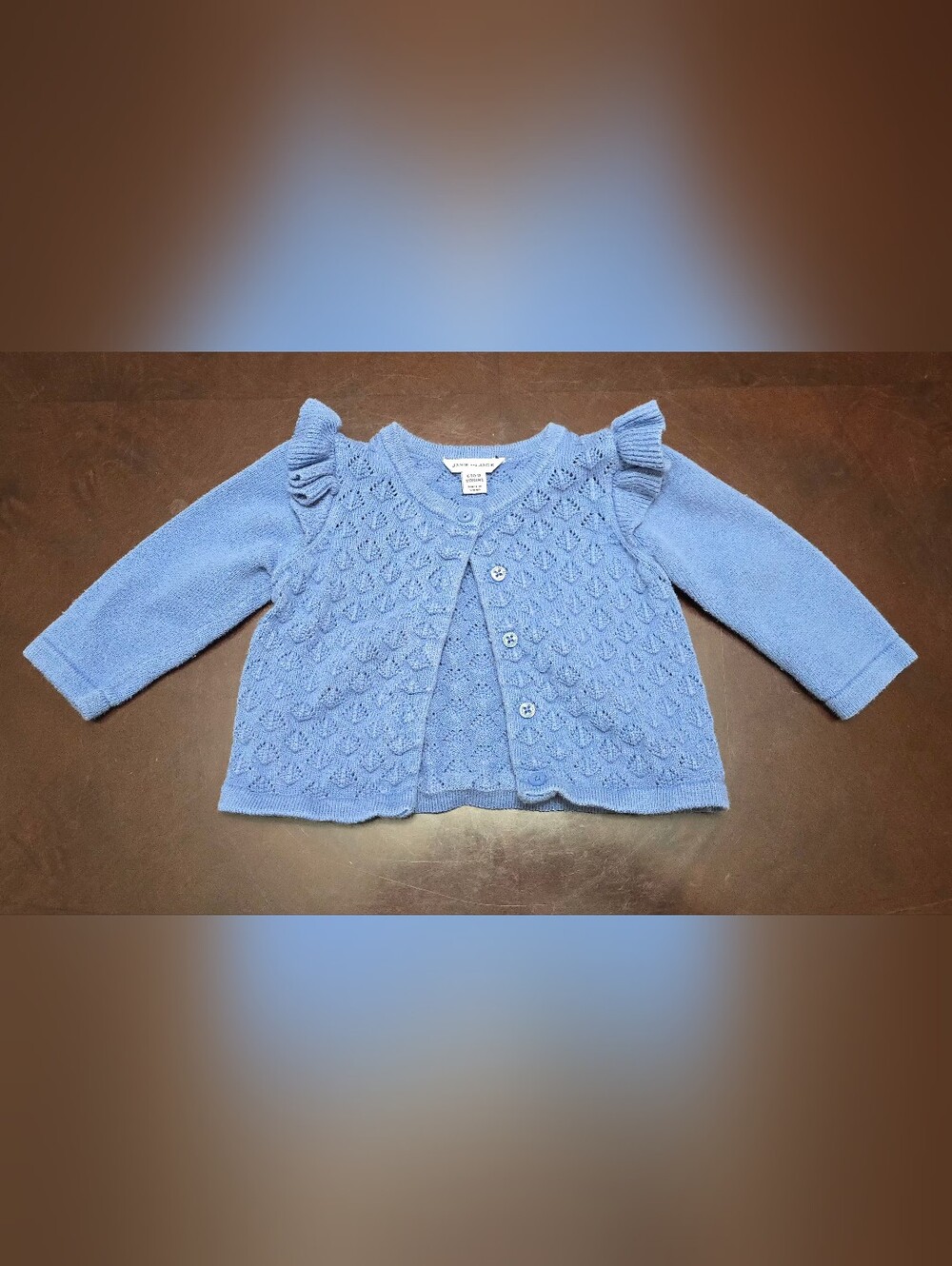 Janie and Jack Baby Blue Knit Cardigan - Blue Size 6-12m